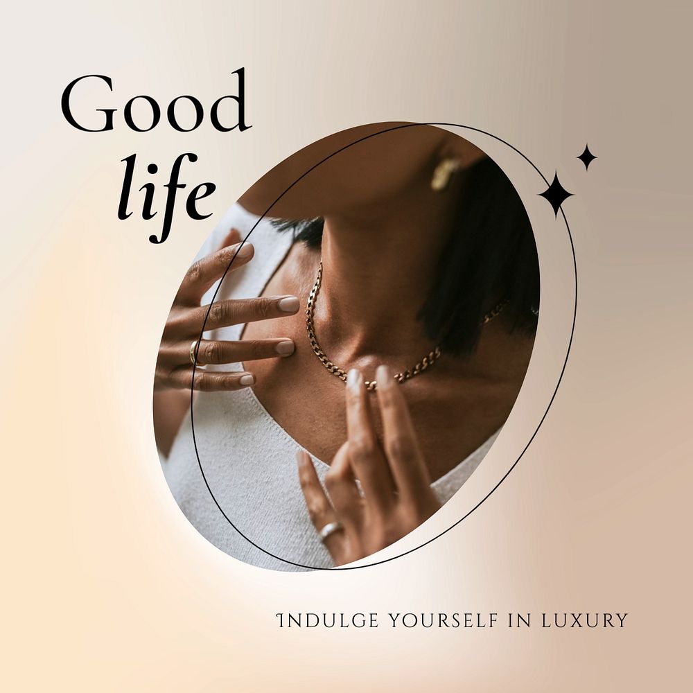 Good life Instagram post template, editable social media ad