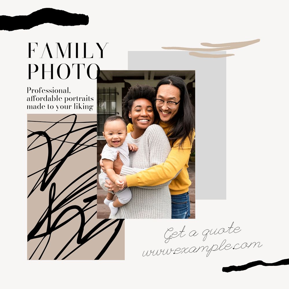 Family photo Instagram post template, editable social media design