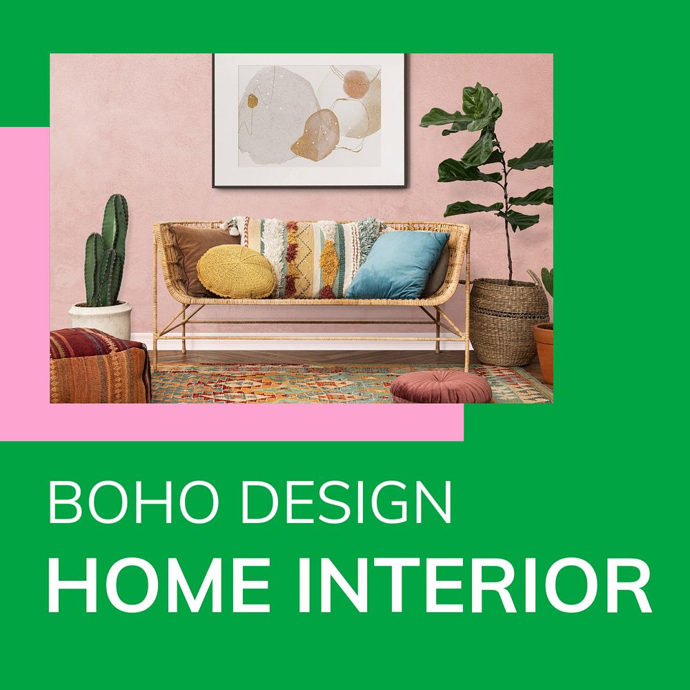 Home interior Instagram post template, editable social media ad