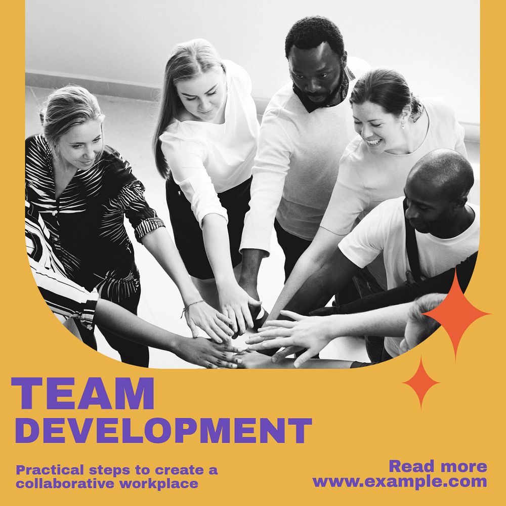 Team development Instagram post template, editable social media ad