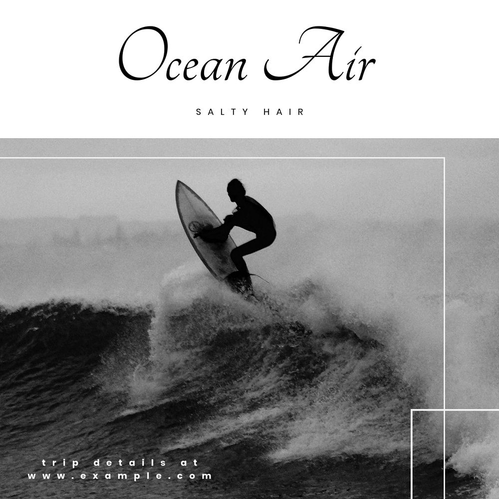 Ocean air Instagram post template, editable social media ad