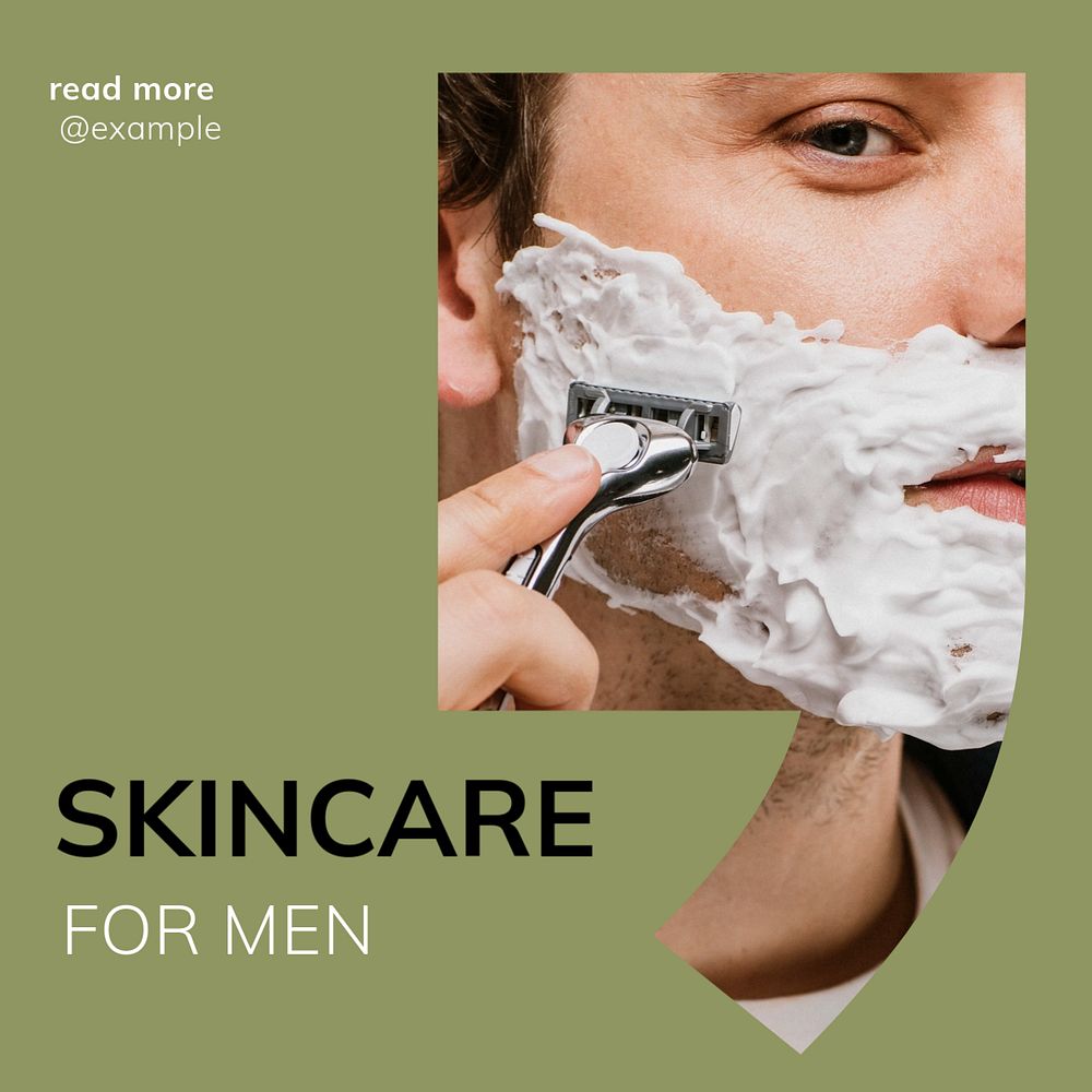 Men's skincare Instagram post template, editable social media ad