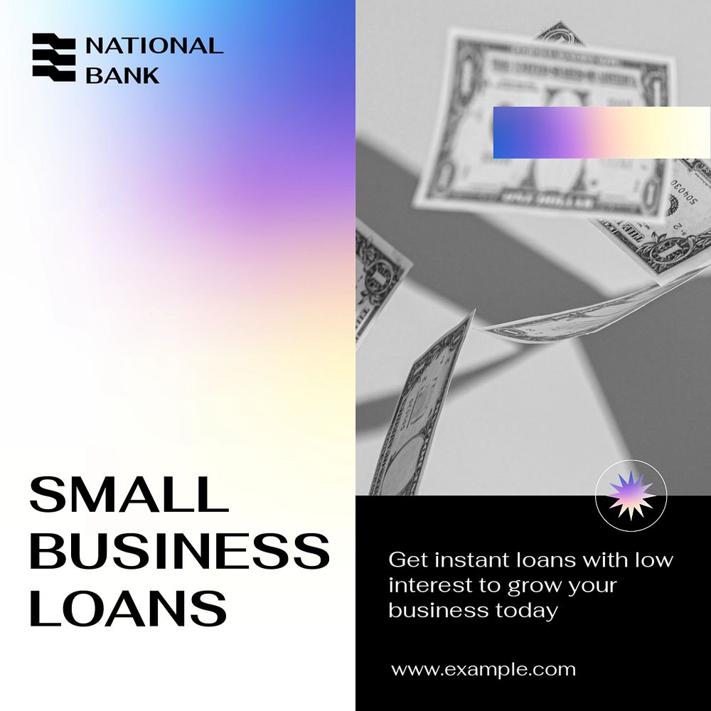 Small business loans Facebook post template, editable design