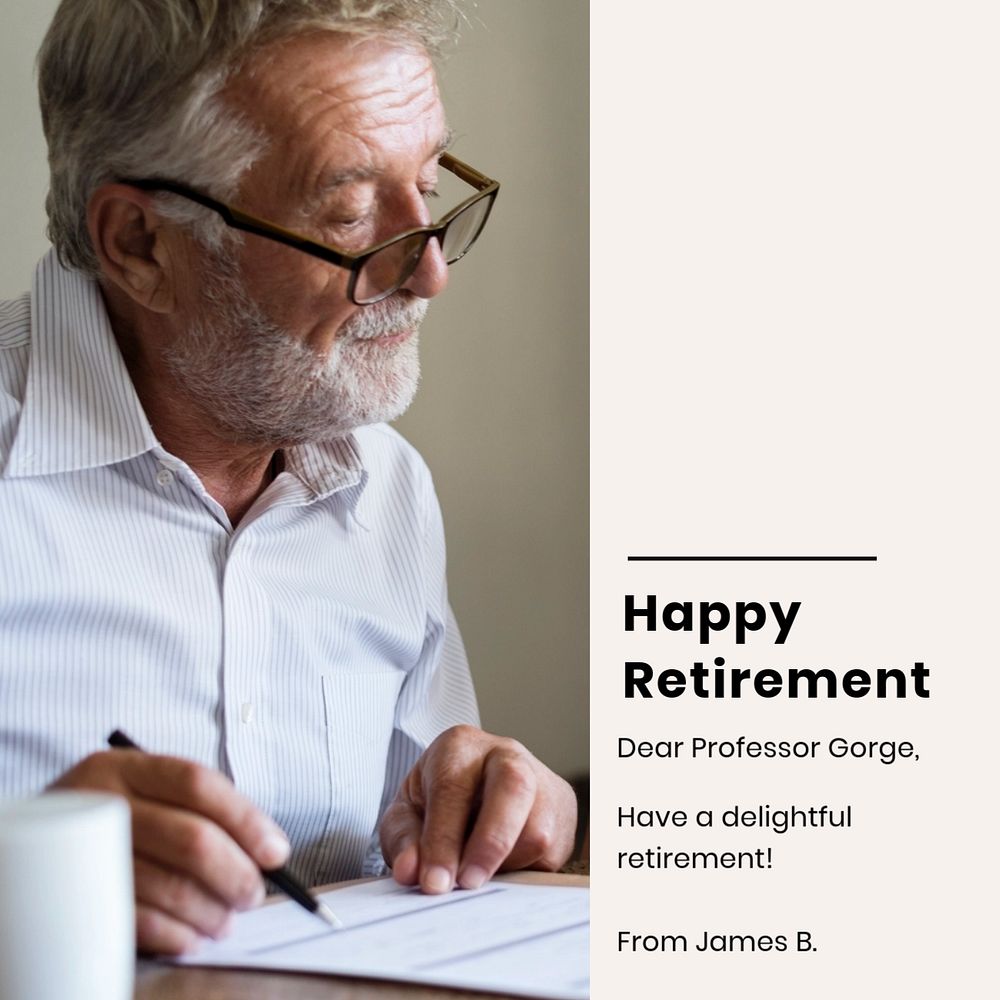 Happy retirement Instagram post template, editable text