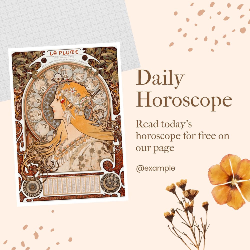 Daily horoscope Instagram post template, editable social media ad