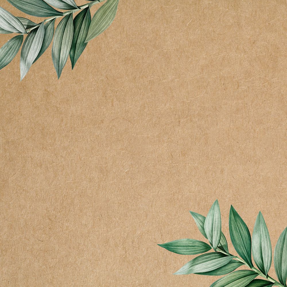 Leaf border brown background, editable tropical design