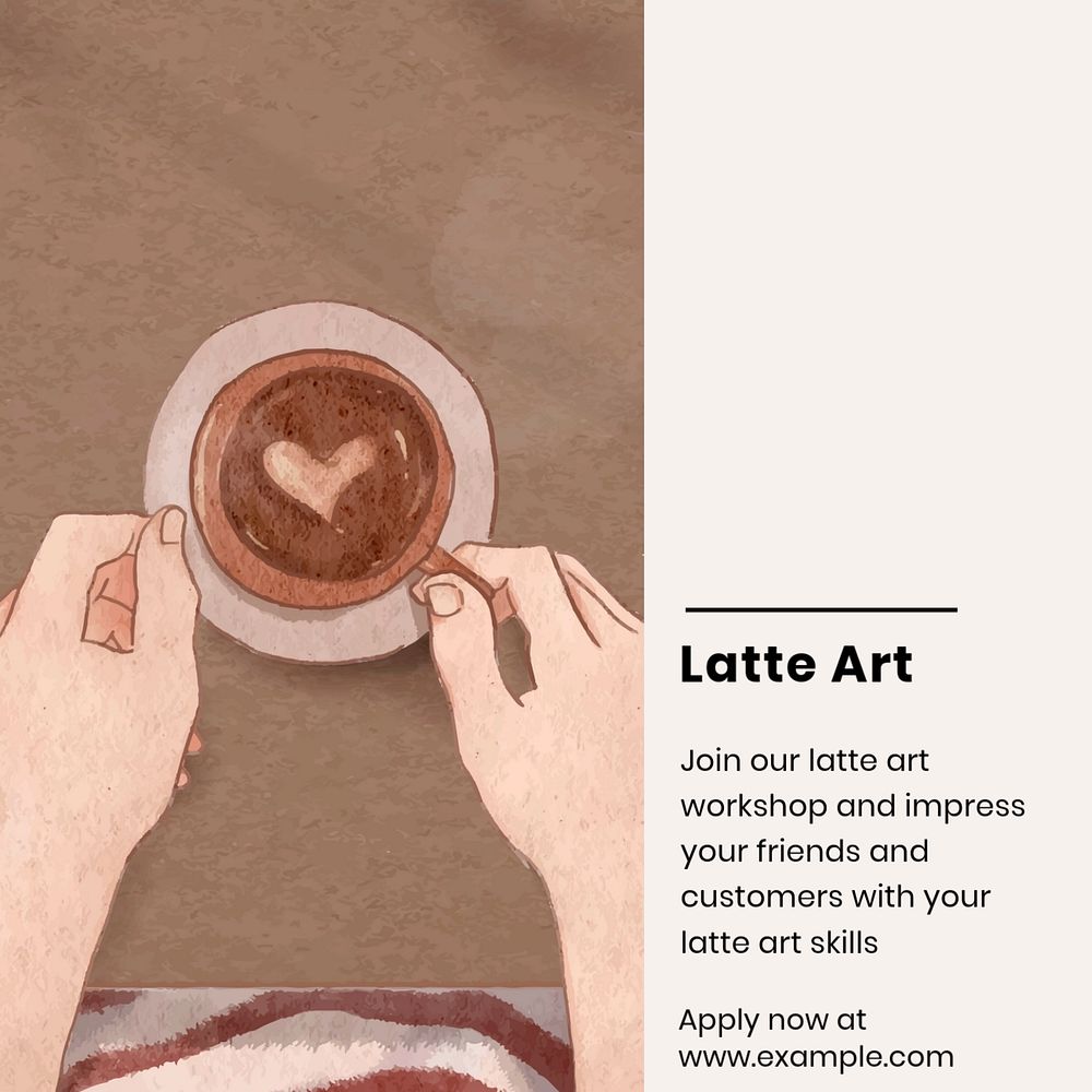 Latte art Instagram post template, editable social media design