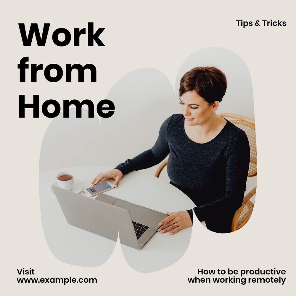 Work from home Instagram post template, editable social media ad