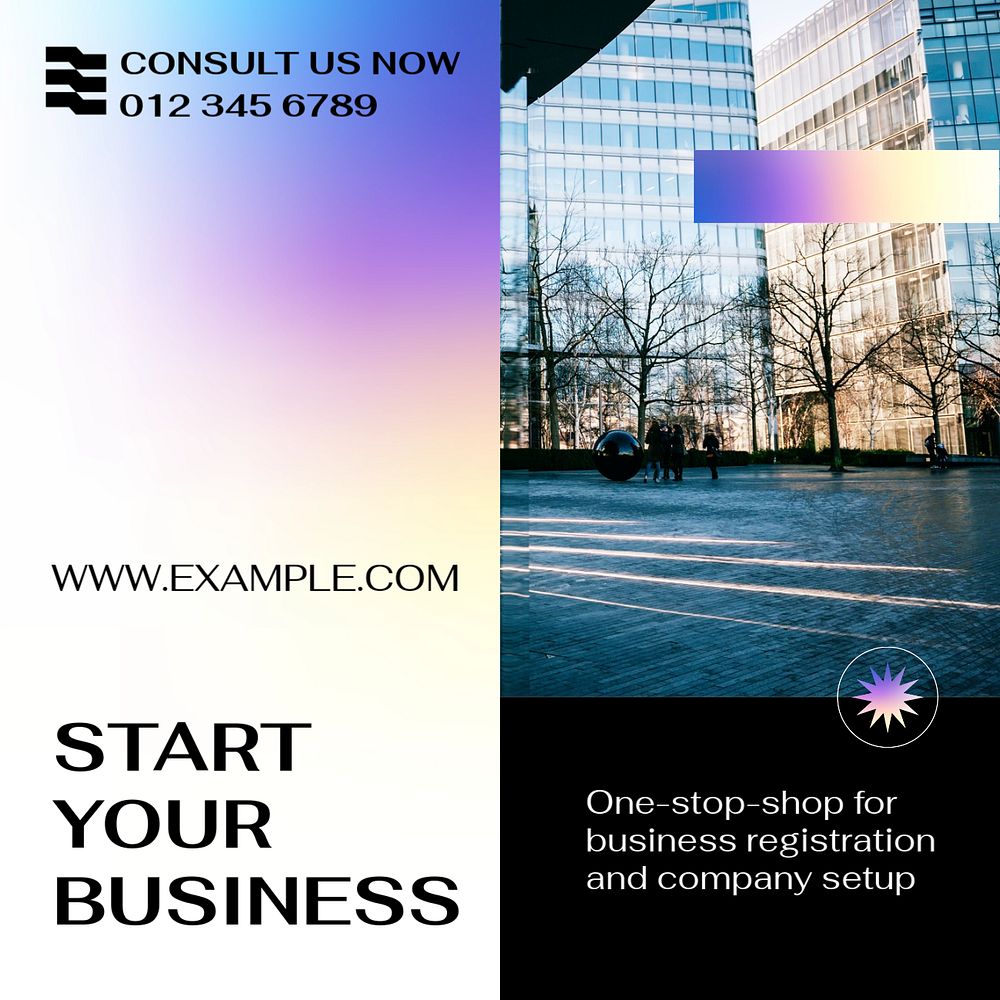 Business service Instagram post template, editable text