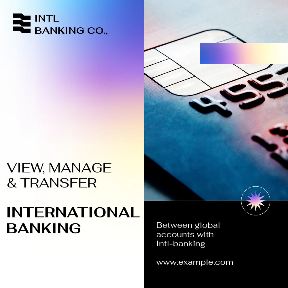 International banking Instagram post template, editable text