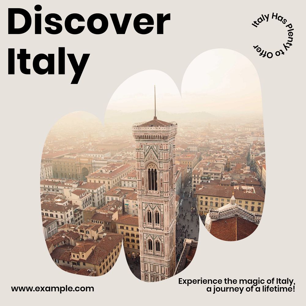 Discover Italy social media template, editable design