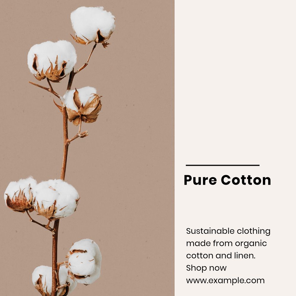 Cotton clothing Instagram post template, editable design