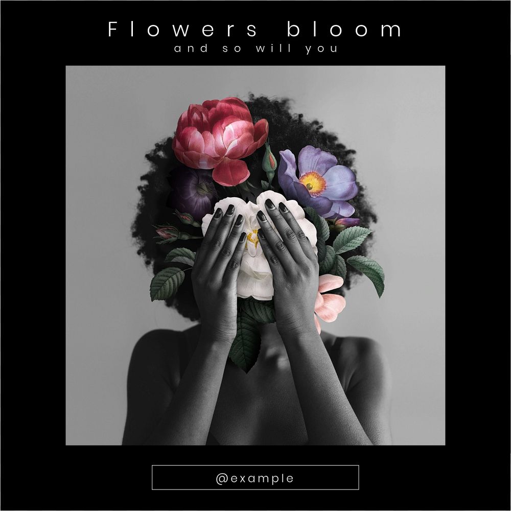 Flowers bloom Instagram post template, editable social media ad