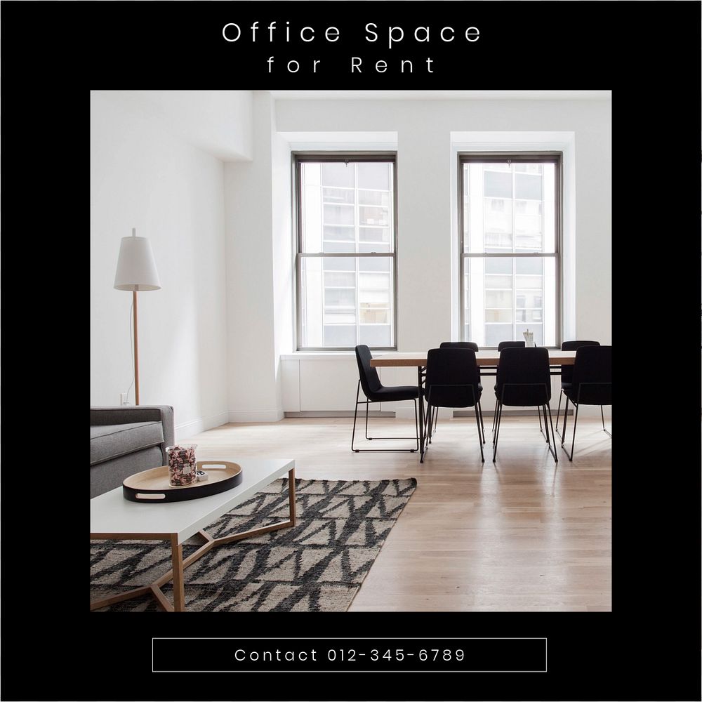 Office space Instagram post template, editable social media ad