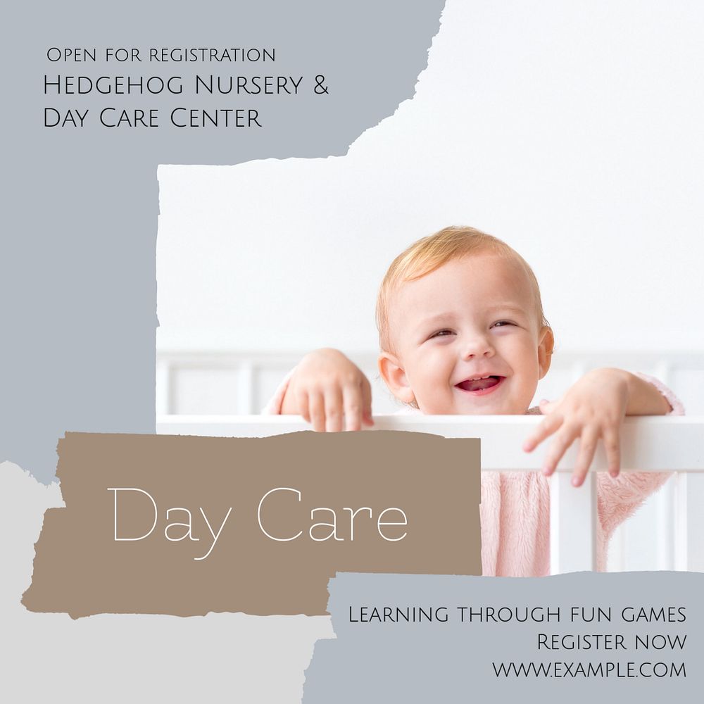 Day care registration Instagram post template, editable social media design