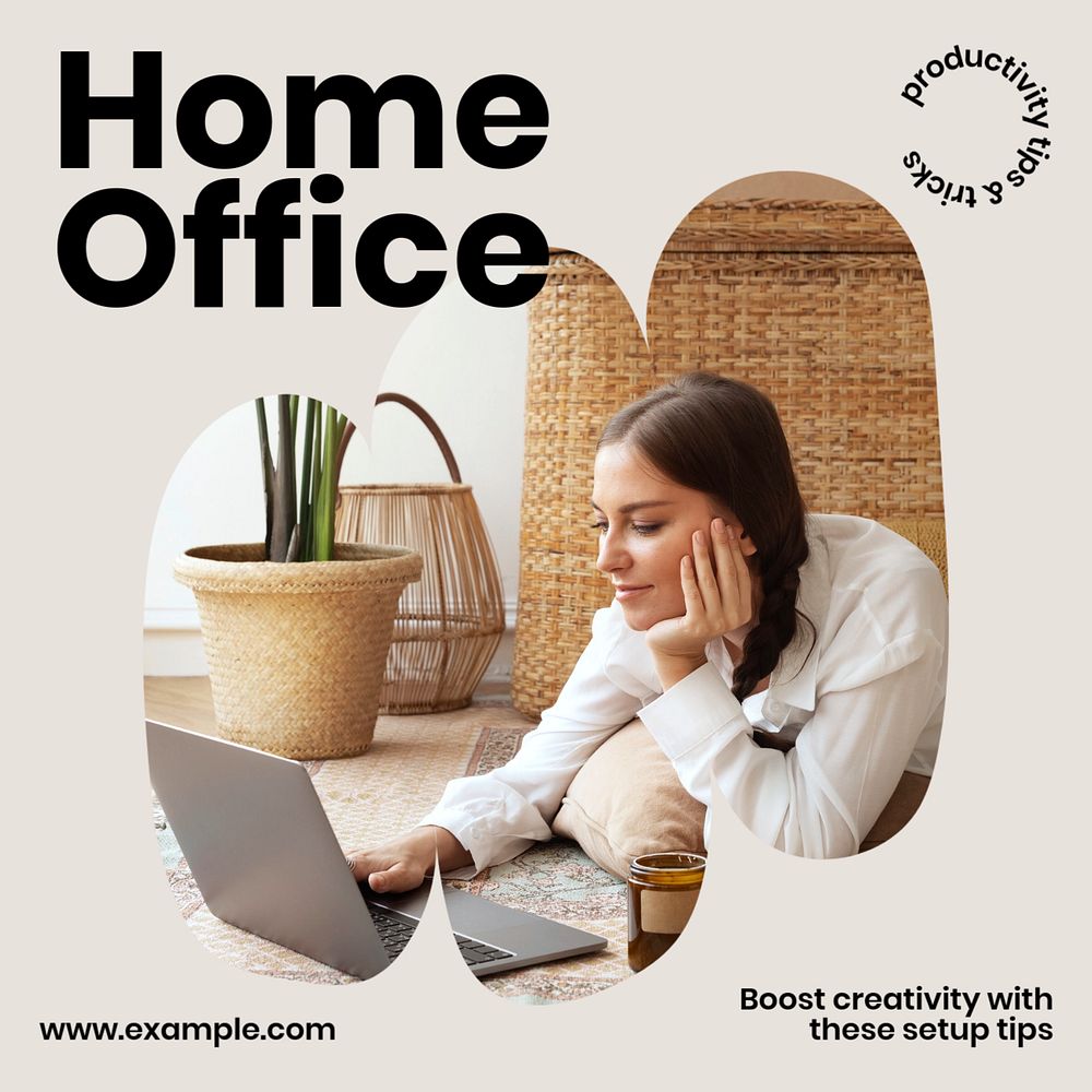 Home office Instagram post template, editable social media design