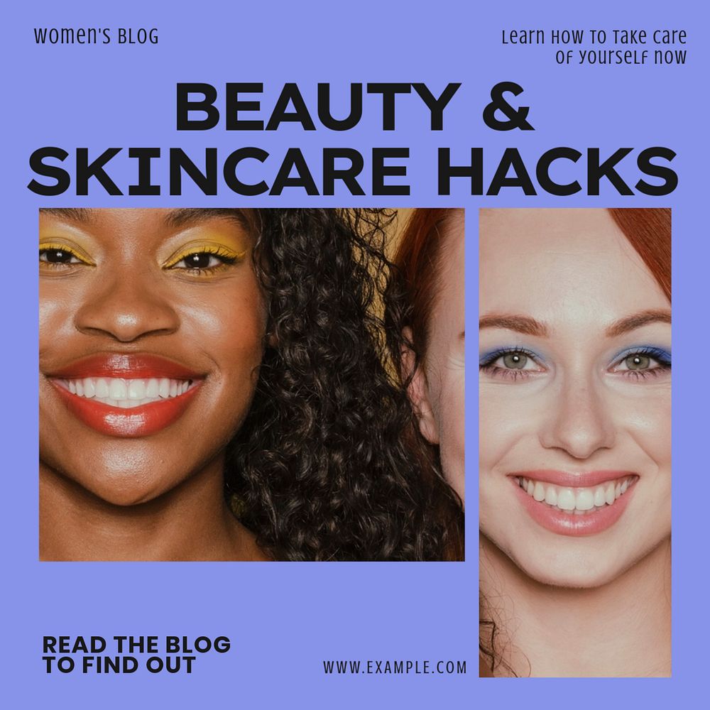 Beauty & skincare hacks Facebook post template, editable design