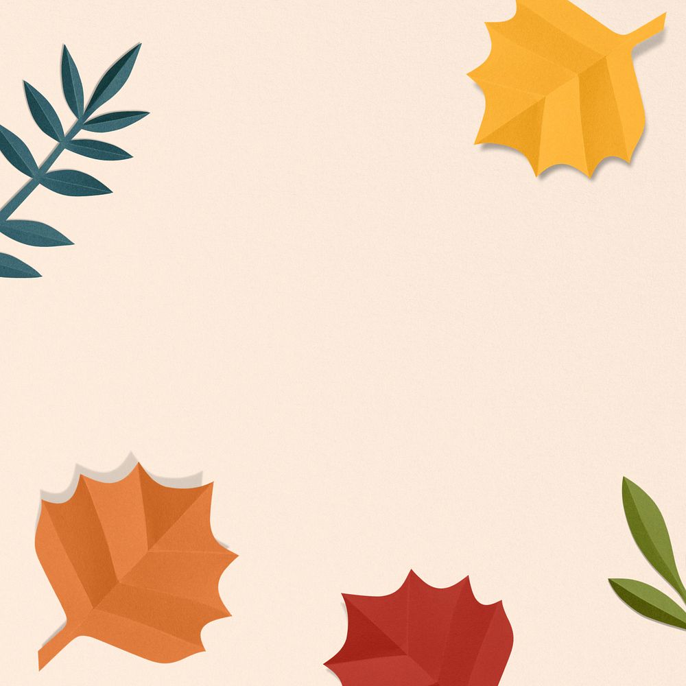 Paper craft leaf frame background, editable design