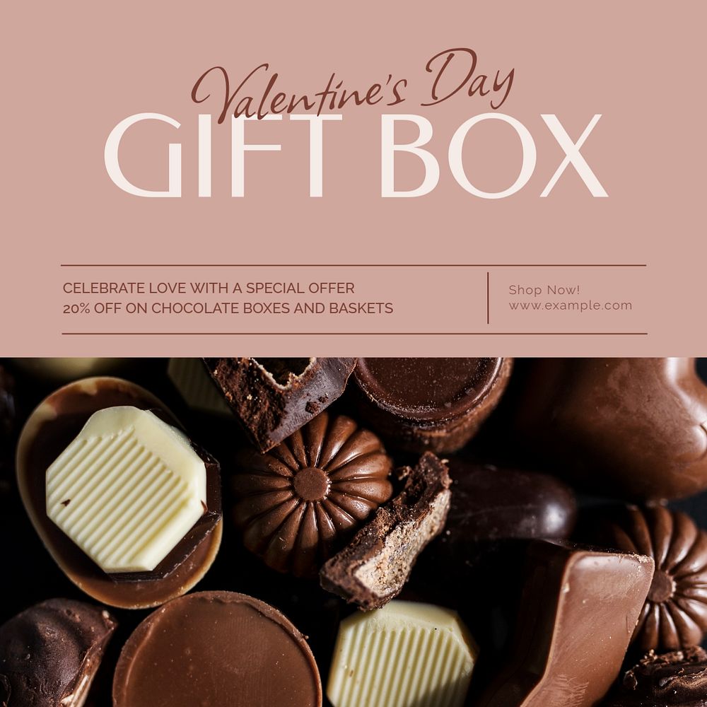 Gift box Instagram post template, editable text