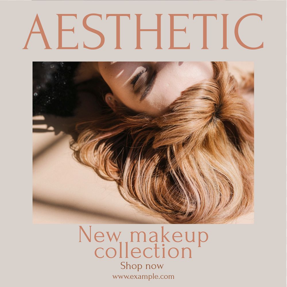 Aesthetic makeup Instagram post template, editable social media design