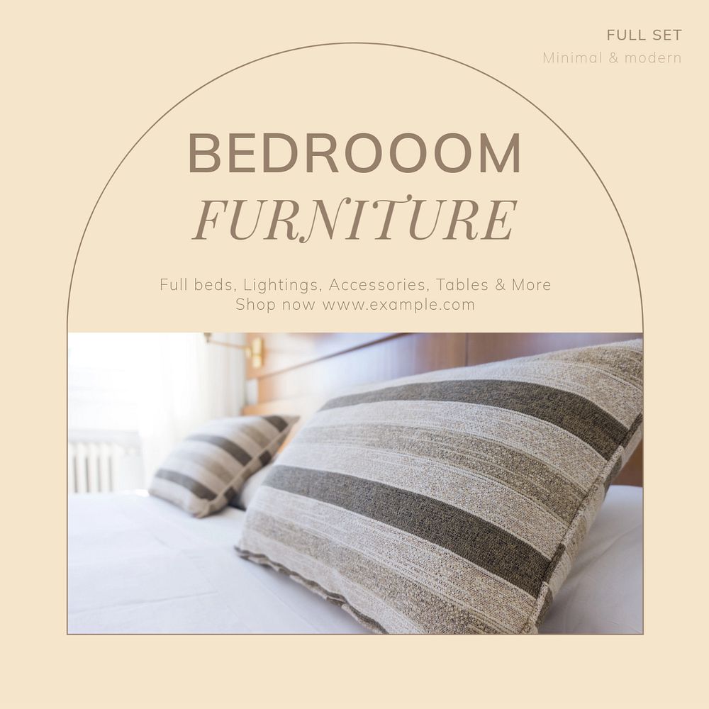 Bedroom furniture Instagram post template, editable social media design