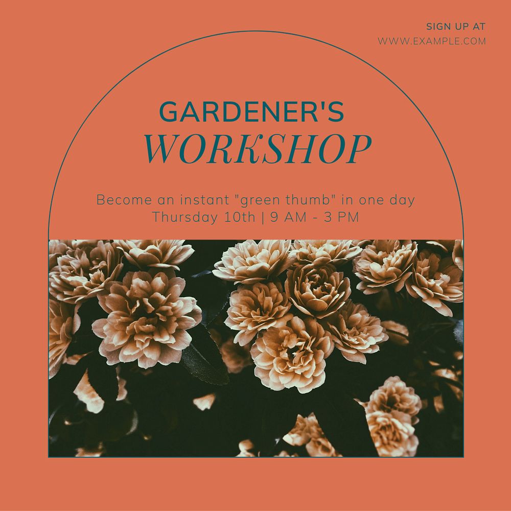 Gardener's workshop Instagram post template, editable social media design