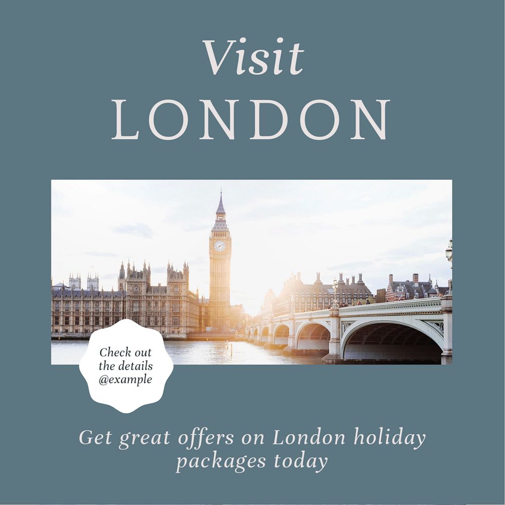 London holiday Instagram post template, editable social media design