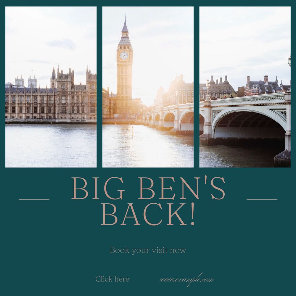 Big Ben Instagram post template, editable social media design