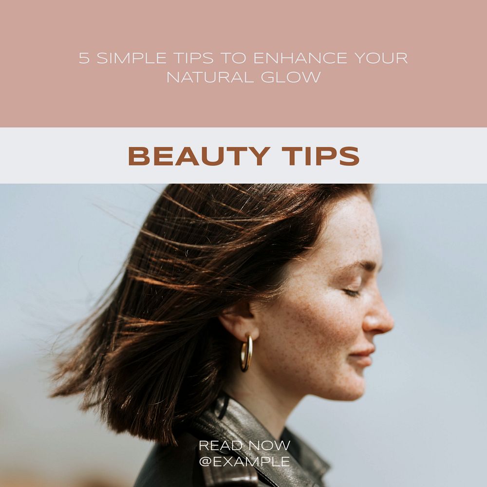 Beauty tips Instagram post template, editable text