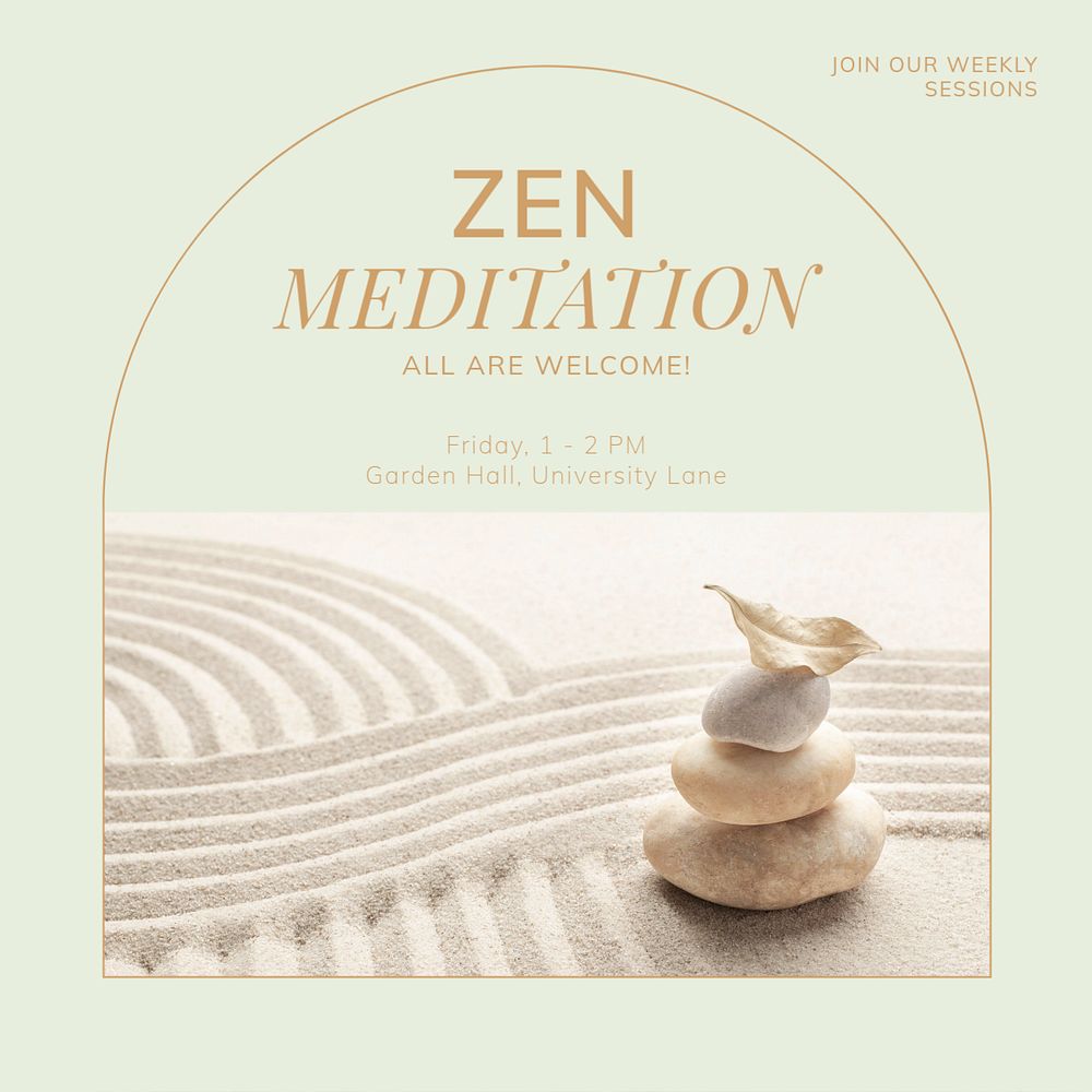 Zen meditation Instagram post template, editable design