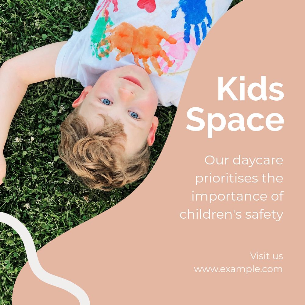 Kids space Instagram post template, editable social media ad