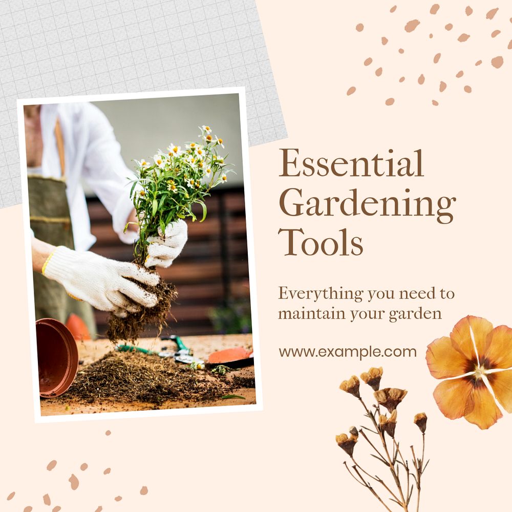 Gardening tools Instagram post template, editable social media ad