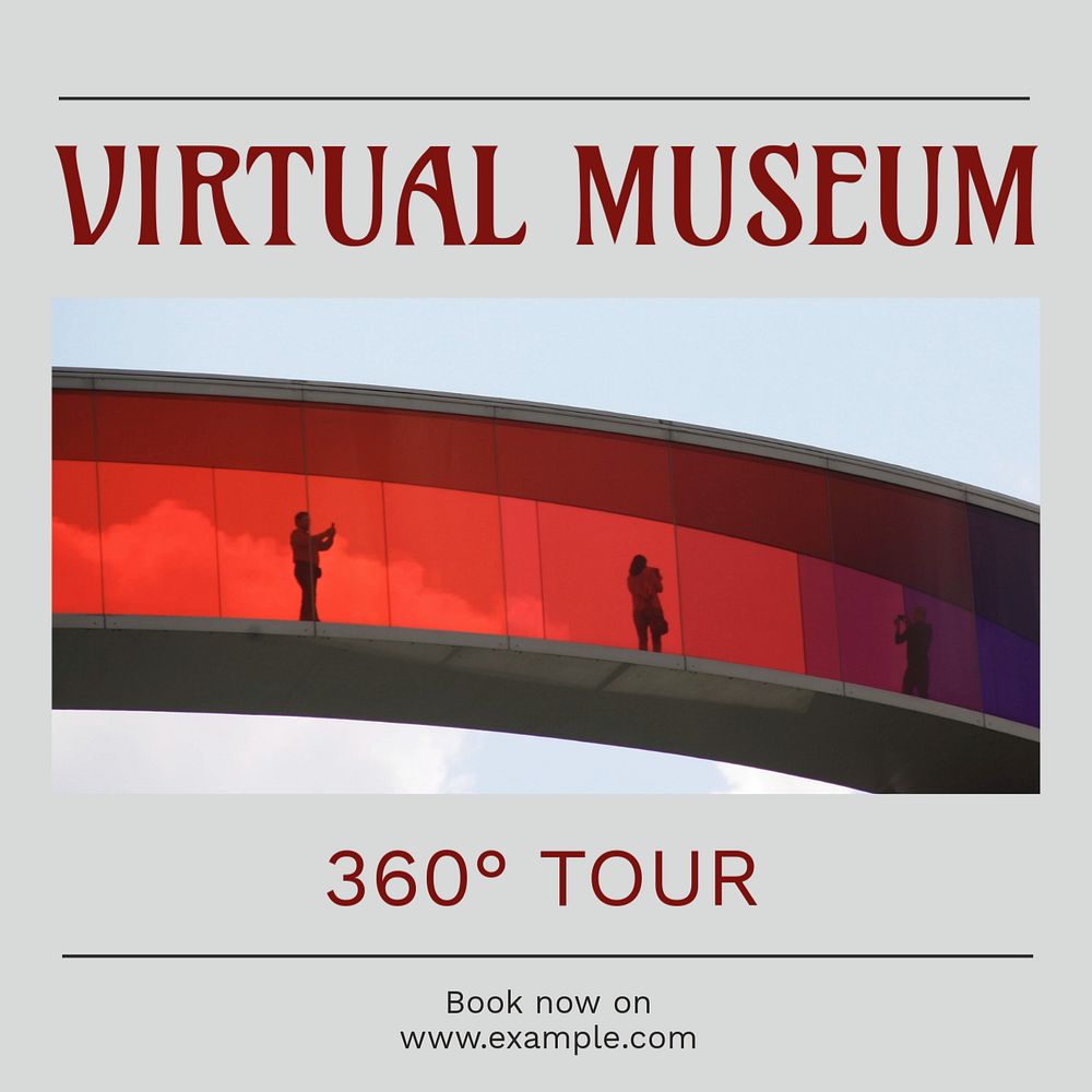 Virtual museum Instagram post template, editable social media ad