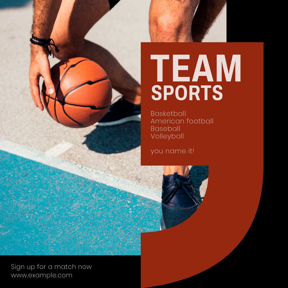 Team sports Instagram post template, editable social media design