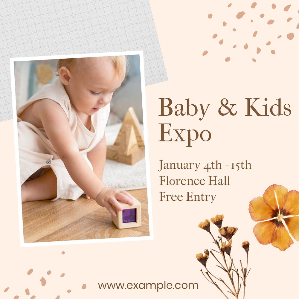 Kids & baby expo Instagram post template, editable social media ad