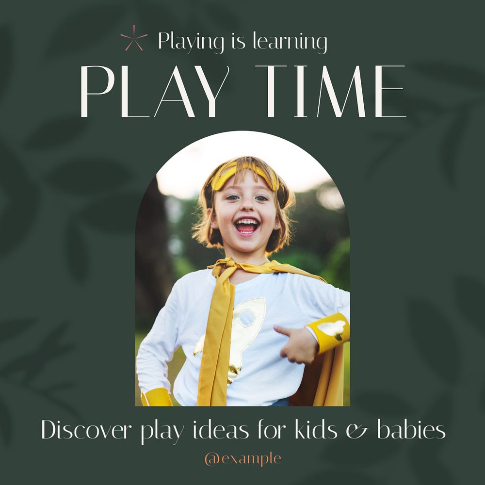 Play time Instagram post template, editable design