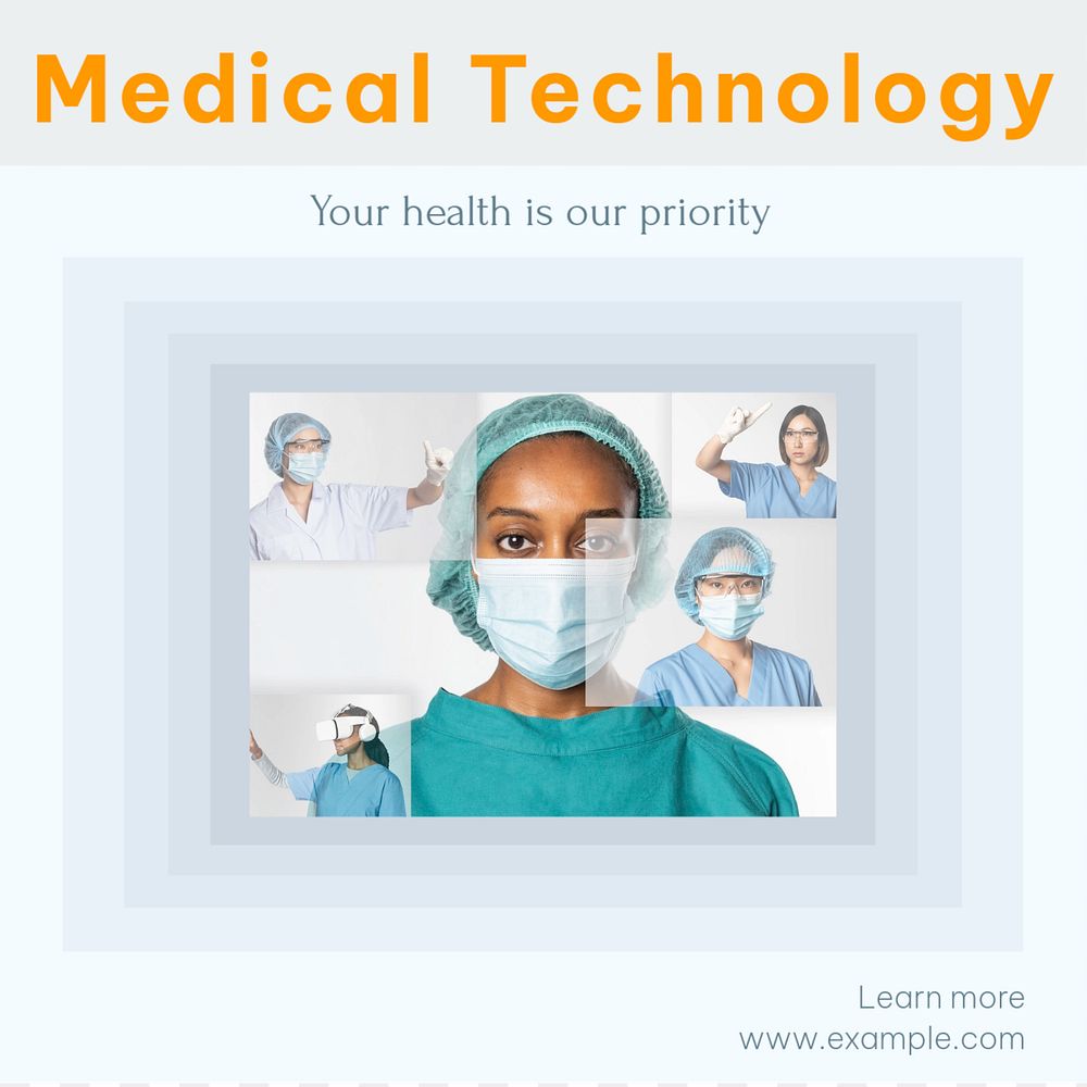 Medical technology Instagram post template, editable text