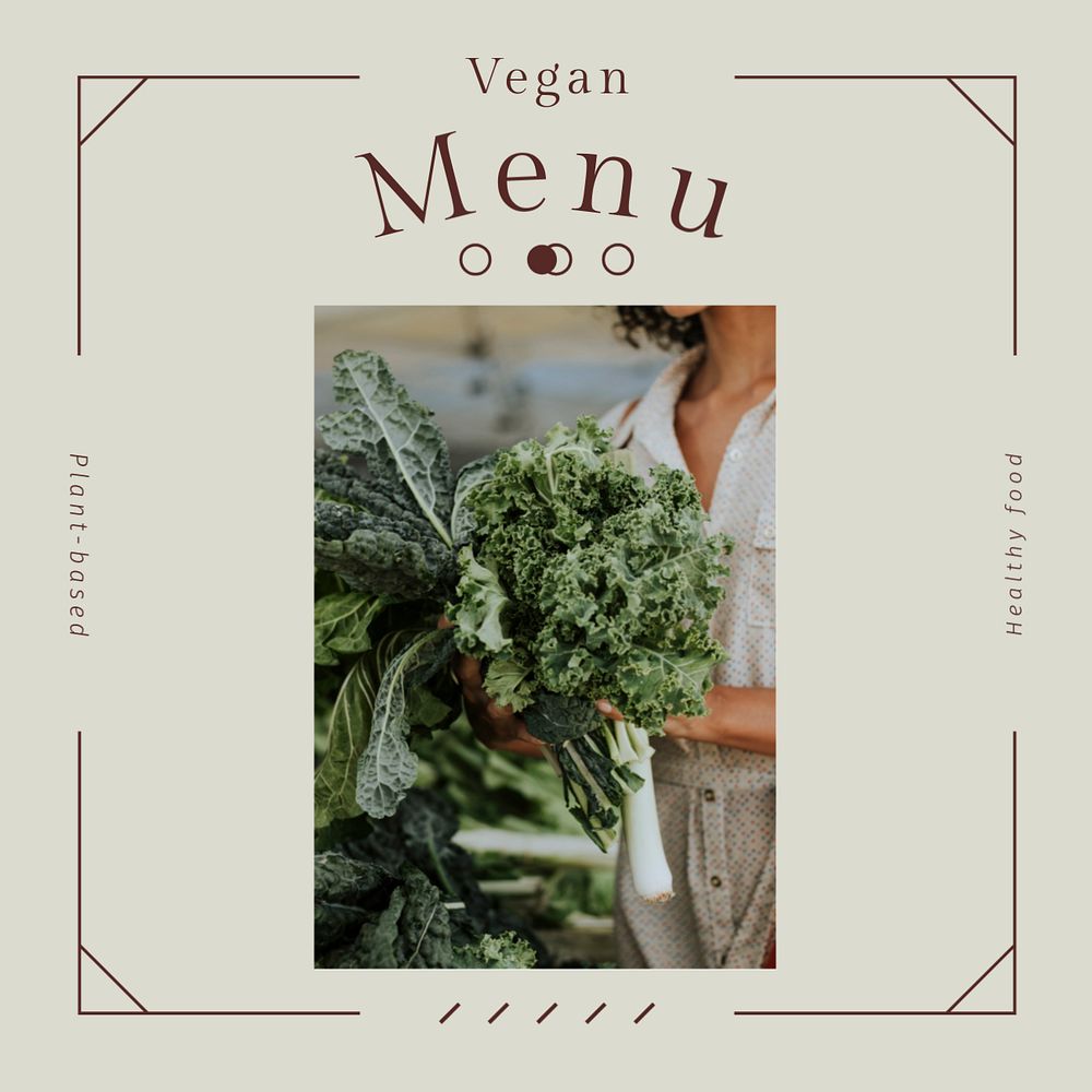 Vegan menu Instagram post template, editable social media ad