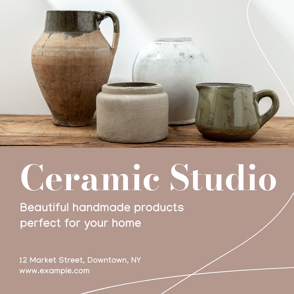 Ceramic studio Instagram post template, editable design