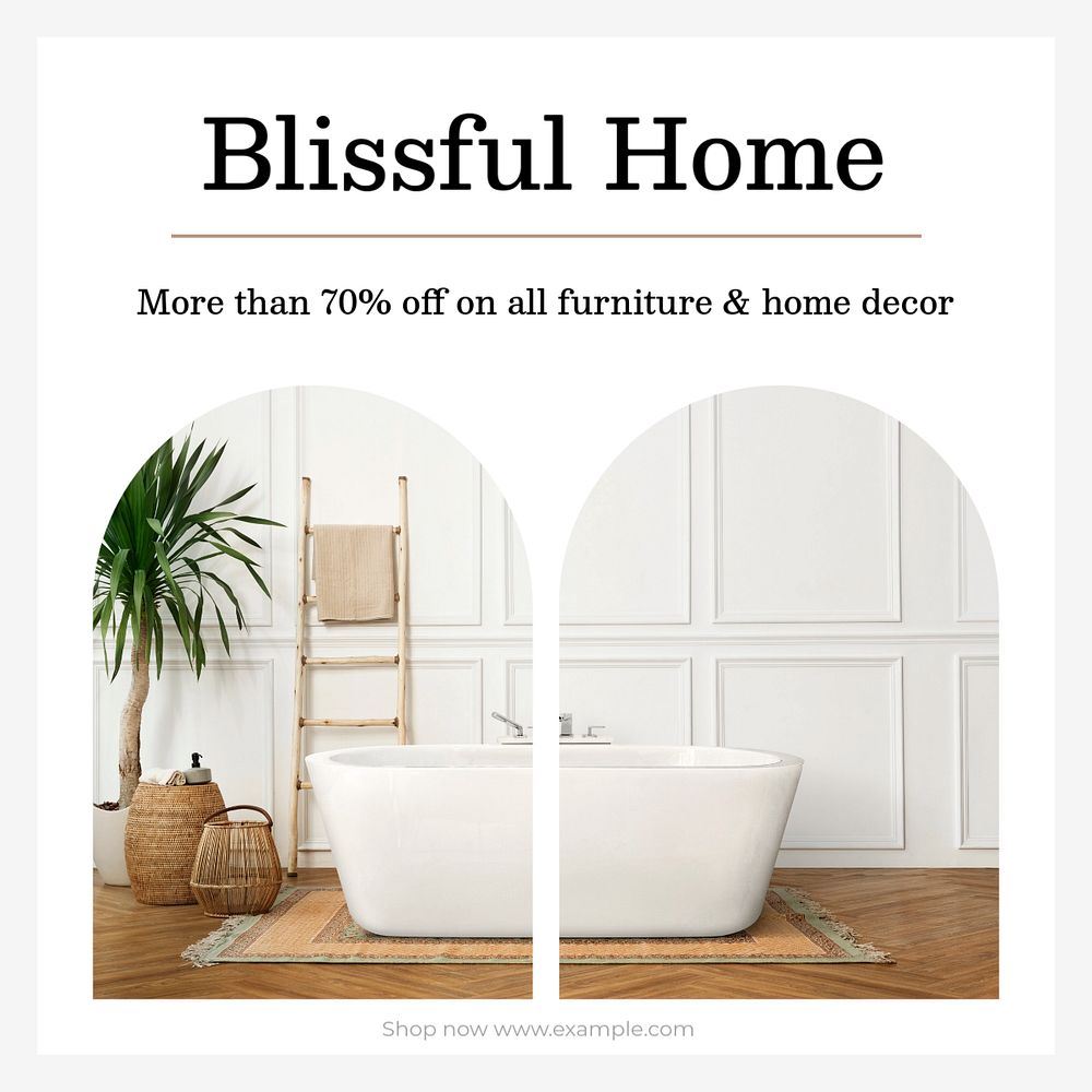 Blissful home Instagram post template, editable social media ad