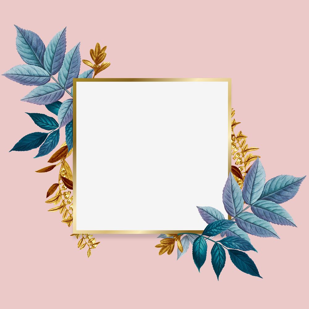 Square gold frame, editable leaf design