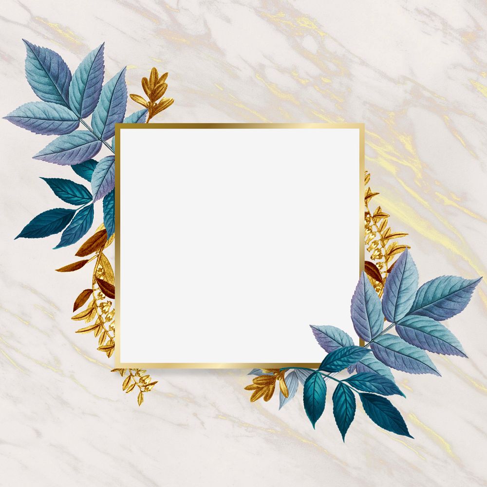 Square gold frame, editable leaf design