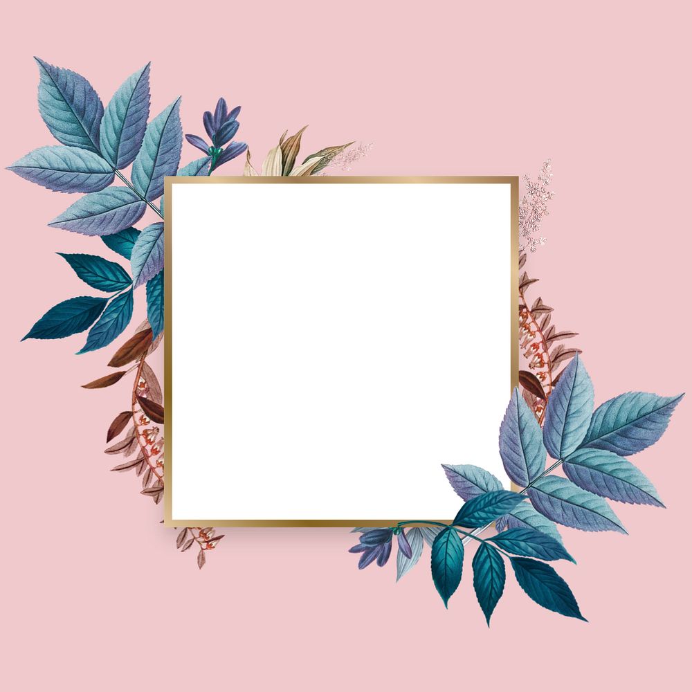 Square gold frame, editable leaf design