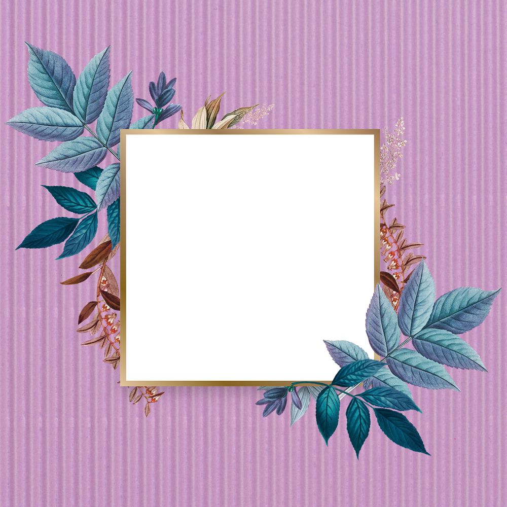 Square gold frame, editable leaf design