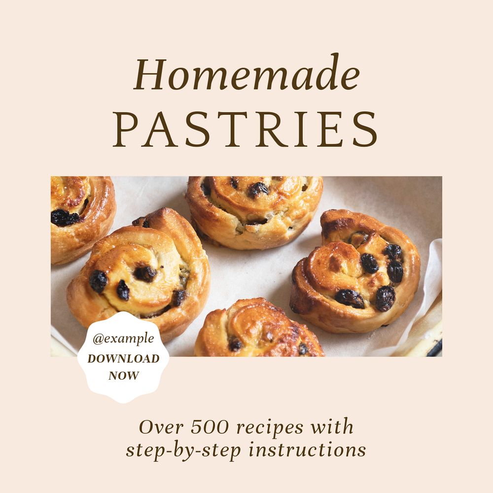 Homemade pastries Instagram post template, editable social media ad