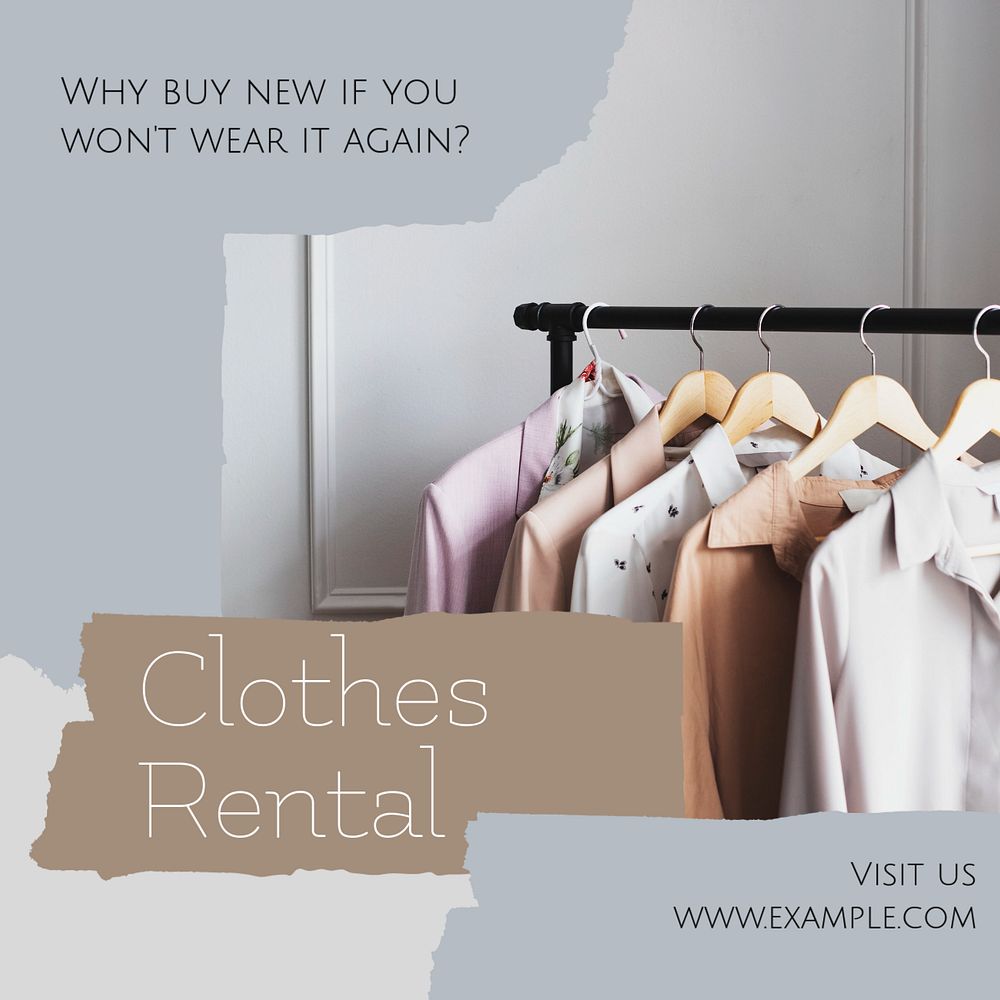 Clothes rental Instagram post template, editable social media ad