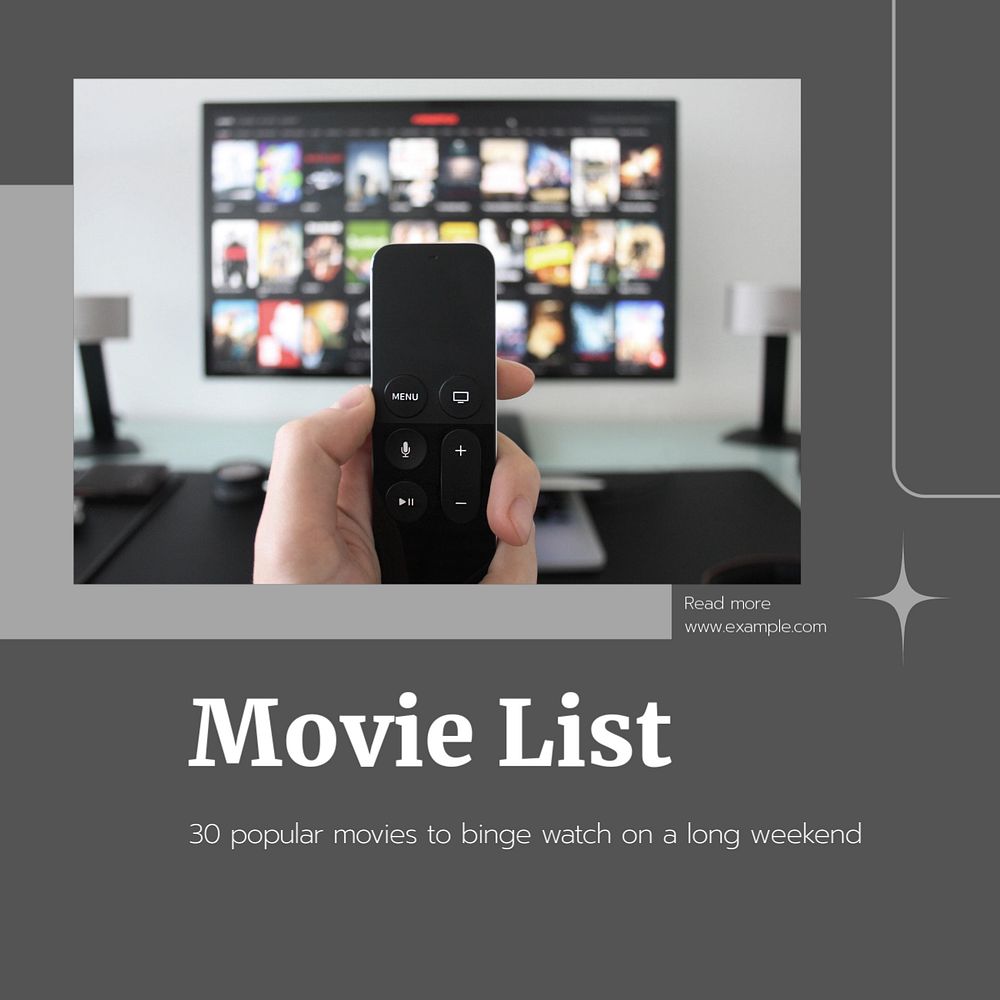 Movie list Instagram post template, editable social media ad