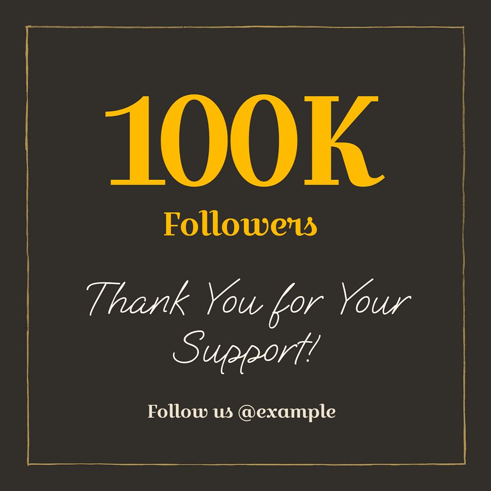 100k followers Instagram post template, editable text