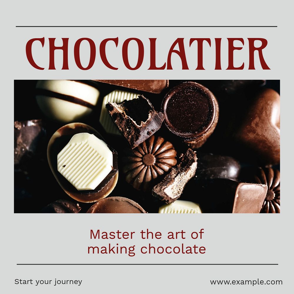 Chocolatier Instagram post template, editable social media ad