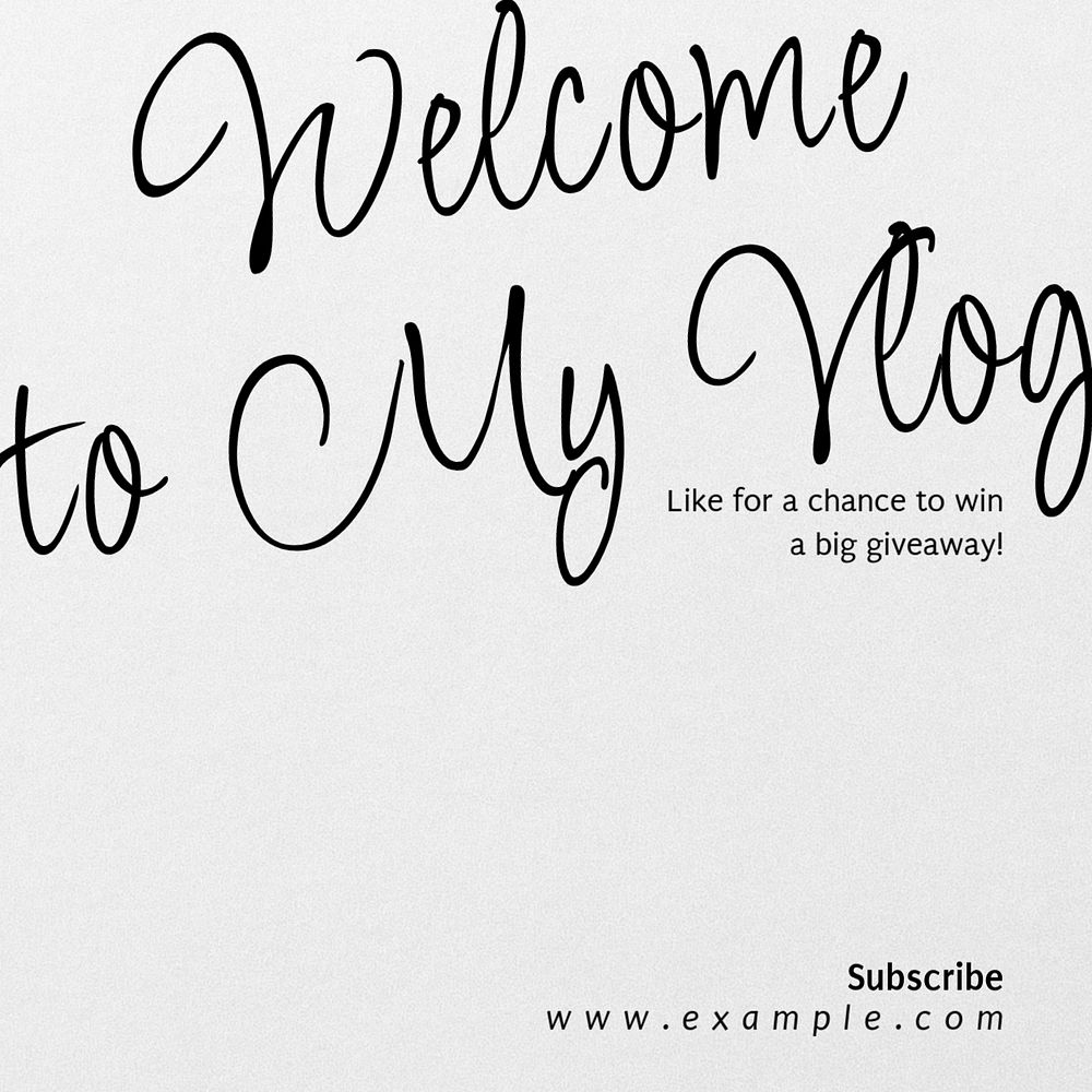 Welcome to my vlog Instagram post template, editable text